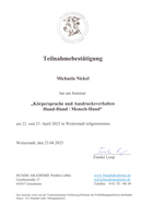 Bescheinigung Lehrgang 04/2023